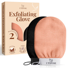 L'Exfose Kessa Hammam glove set for at-home spa-like exfoliation.