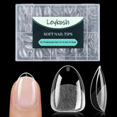 LEYKOSH puntas de uñas almendra extra corto, empaque claro para manicura rápida