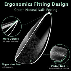 LEYKOSH almond nail tips in 12 sizes for a precise, customized fit