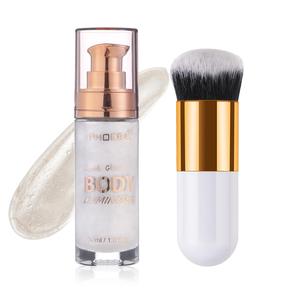 Lezero Body Shimmer Oil, bote, brillo hidratante para una piel suave.