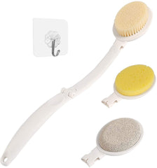 LFJ 19-inch long-handle shower brush set for easy back scrubbing and reach.
