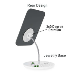 LFOYOU mirror offers 360-degree rotation for quick angle changes during makeup