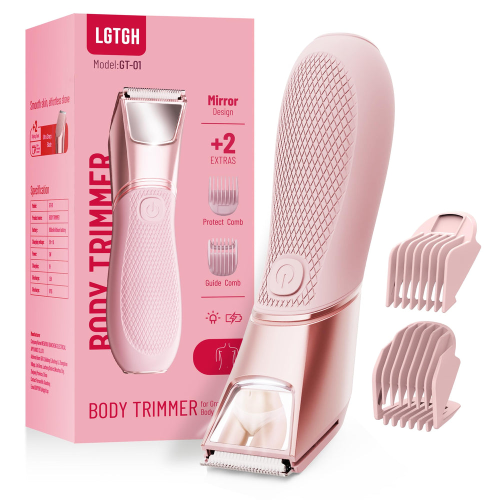 LGTGH bikini trimmer with mirror and LED light for precise grooming in hard-to-see areas.