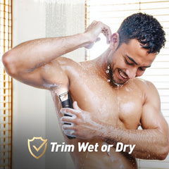 LGTGH ceramic blades with rounded tips glide smoothly for comfortable sensitive-area grooming.