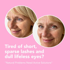 Liaison Lash Growth Serum before after image suggests potential length and volume.
