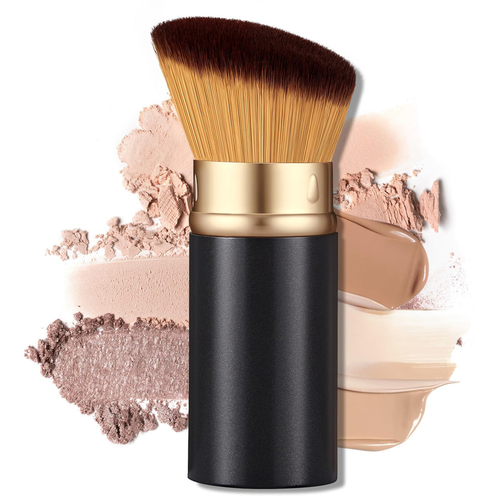 LIALTK retractable kabuki brush with closed cap for on-the-go makeup touch-ups.