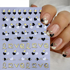 LIDUNANWU pegatinas corazon uñas 5D auto-adhesivo para aplicación rápida.