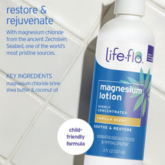 LIFE-FLO Loción de Magnesio para masaje corporal suave y cómodo.