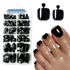 Uñas Lifextol 120 piezas para uñas del pie en negro, aplicación rápida y segura.
