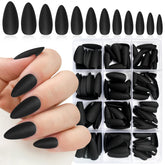 Lifextol uñas almendra 240 piezas negro mate para un acabado natural.