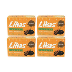 Jabón Likas Papaya Original, vista frontal del conjunto de 4 barras, para uso diario.