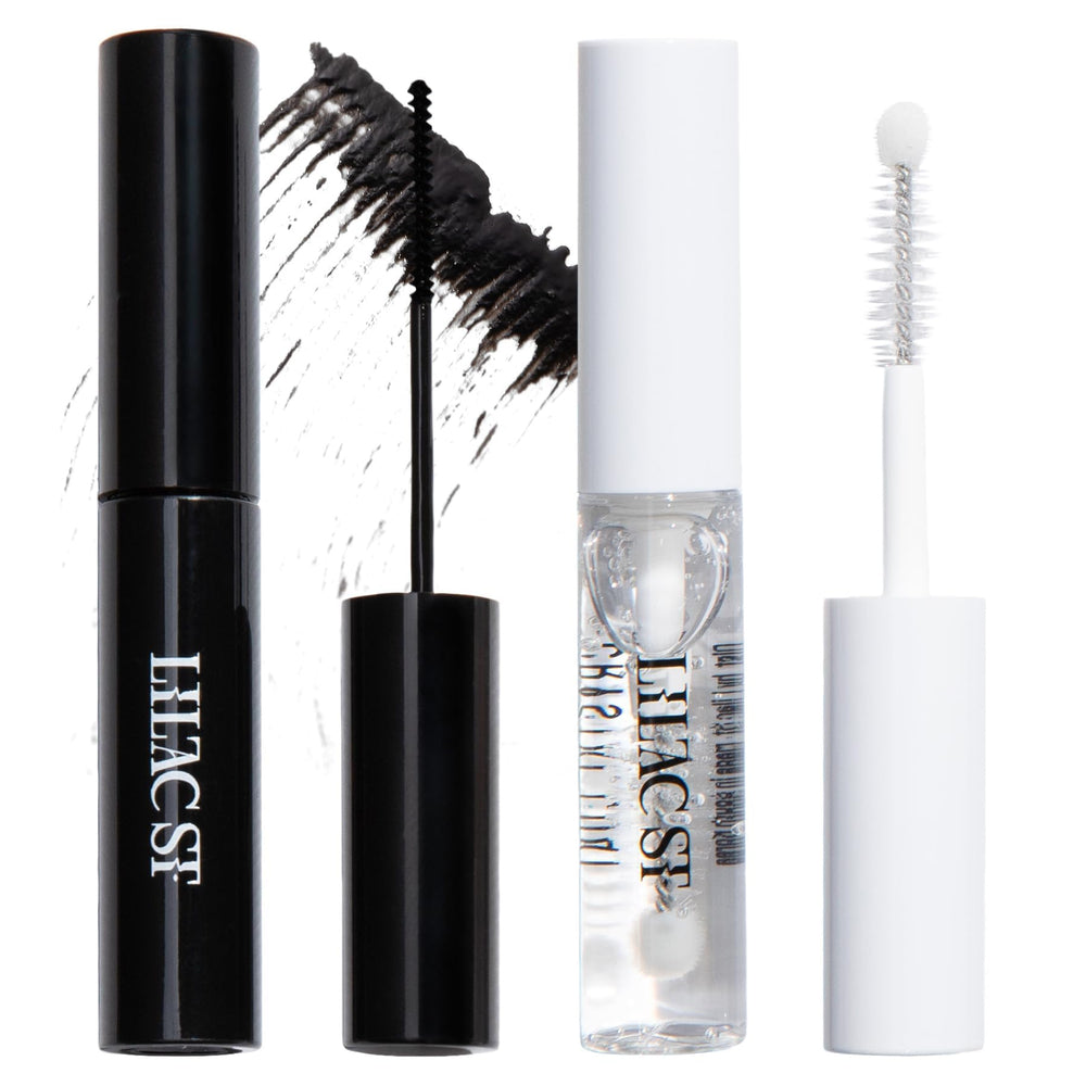 Lilac St Eternal Bond Black Lash Glue on lashes with eyeliner-like finish.