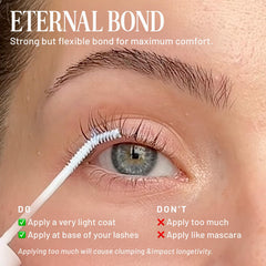 Lilac St Eternal Bond glue drying on lashes for flexible, durable finish.