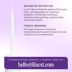 Close-up of Lilac St Lock-It-Bond Clear being applied to lashes for control.