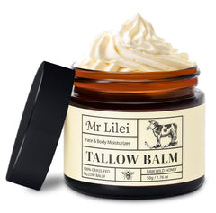 Lilei Beauty grasa de res con textura batida, hidratación profunda para piel seca.
