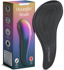 Lily England detangler brush with flexible bristles in petrol for painless detangling.