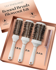 Lily England round brush set 4-piece in gift box for versatile styling