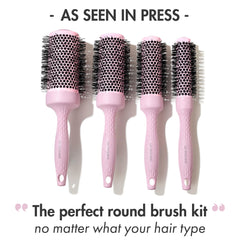 Lily England four-piece brush kit in pink, designed for versatile styling across hair types.