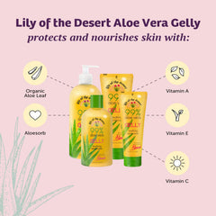 Lily Of The Desert gel hidratante, envase con diseño práctico para viaje.