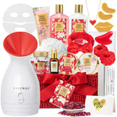 LILY ROY Mother's Day gift basket close-up, luxurious at-home spa moment.