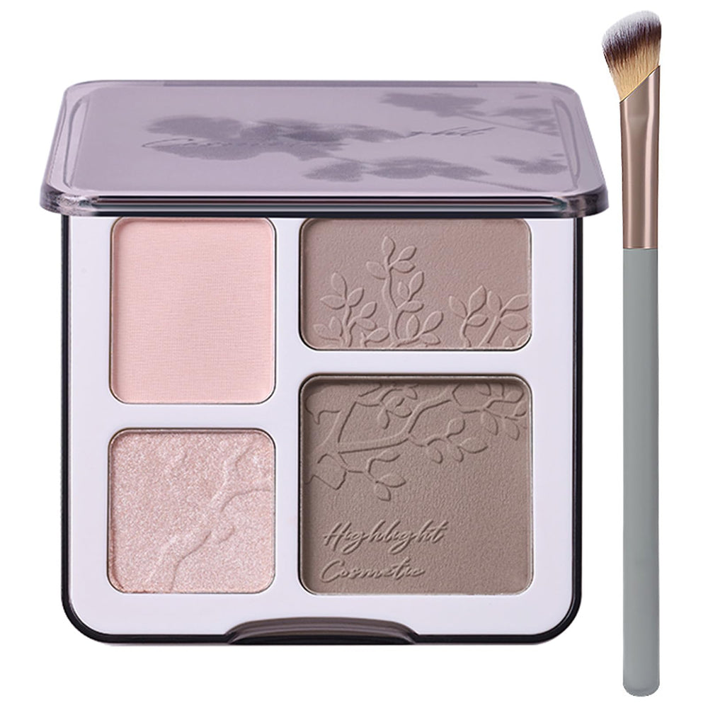Paleta Lilyloria iluminador y contorno para rostro con espejo, portátil para retoques.