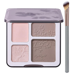 Paleta Lilyloria iluminador y contorno para rostro con espejo, portátil para retoques.