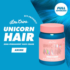 Lime Crime Unicorn Hair Dye Anime Candy Blue color swatches