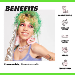 Lime Crime Unicorn Hair Dye Jello application creates smooth, even coverage
