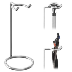 Linkidea razor stand chrome finish on a bathroom counter for organized drying