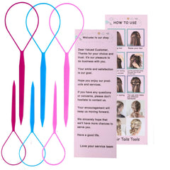 Linmxiy ponytail pull-through 6pc set enables effortless, secure ponytails.
