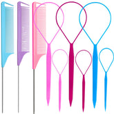 Linmxiy topsy-tail tools in pink, purple, blue for fast, family-friendly updos.