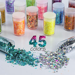Linwulte glitter in epoxy resin shows dazzling light shifts.