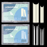 LIONVISION XL no-C-curve nail tips, natural pack, sturdy and long-lasting.