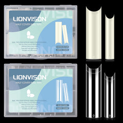 LIONVISION XL no-C-curve nail tips, natural pack, sturdy and long-lasting.