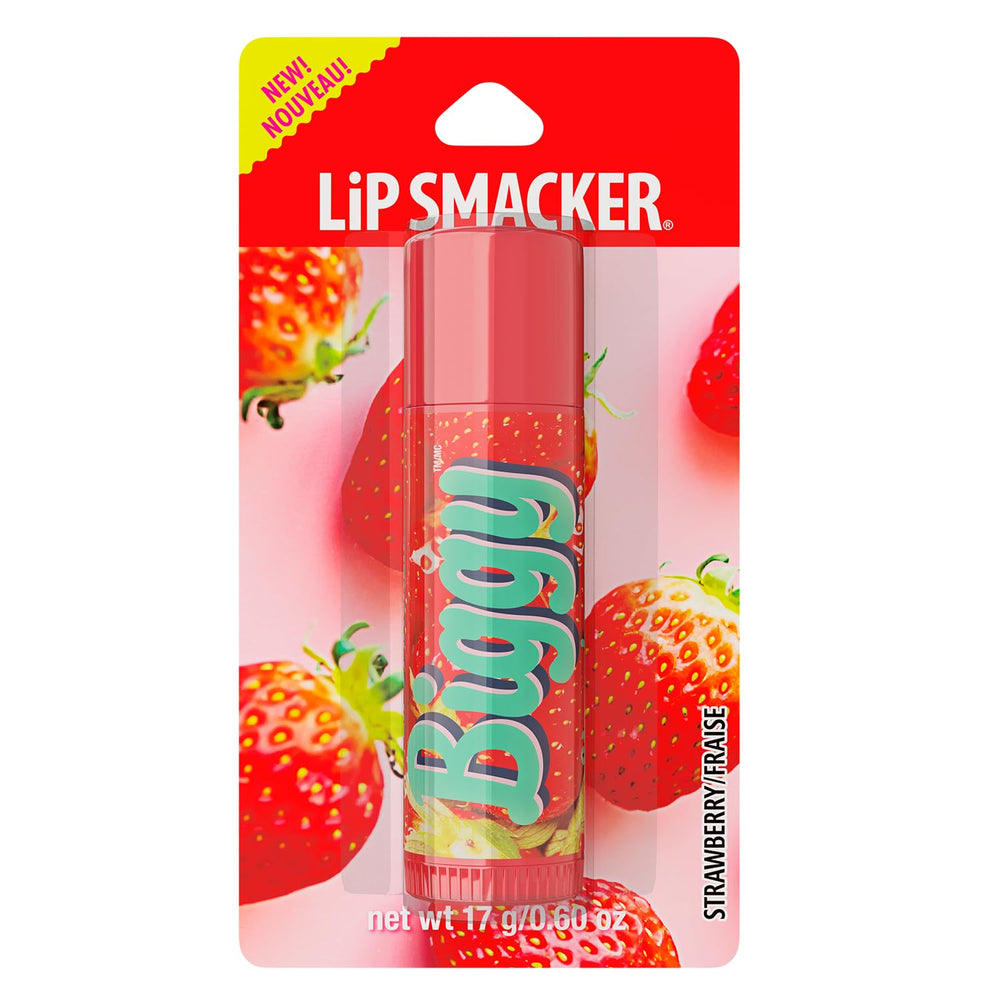 Lip Smacker Biggy Lip Balm fresa: acabado claro y hidratación suave para cada día.