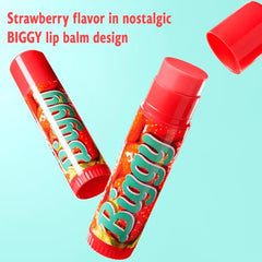 Lip Smacker Biggy Lip Balm con aroma a fresa, textura cremosa para labios suaves.