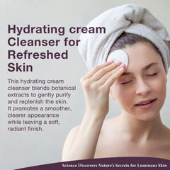 Lira Clinical MYSTIQ iLuminating Cleanser pump highlighting moisturizing formula benefits
