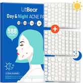 LitBear parches día-noche en caja, cuidado continuo para imperfecciones.