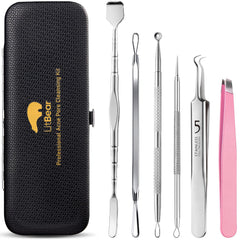 LitBear blackhead remover tools with leather case for organized, at-home pore cleansing.