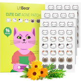 LitBear cat-shaped acne patch on skin, discreet nighttime coverage.