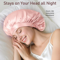 LitBear adjustable silk bonnet demonstrates secure, comfortable fit for all head sizes.