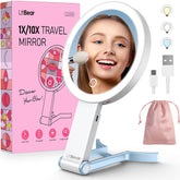 LitBear travel makeup mirror with lights for precise makeup in dim environments.
