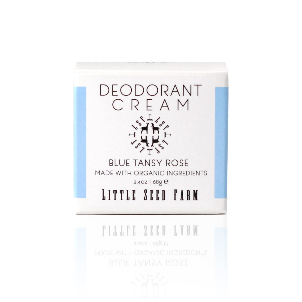 Little Seed Farm desodorante crema Blue Tansy Rose en tarro, aroma suave y natural.