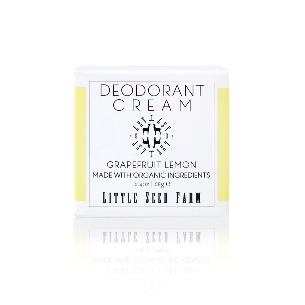 Little Seed Farm desodorante crema pomelo limón en envase, aroma natural para uso diario
