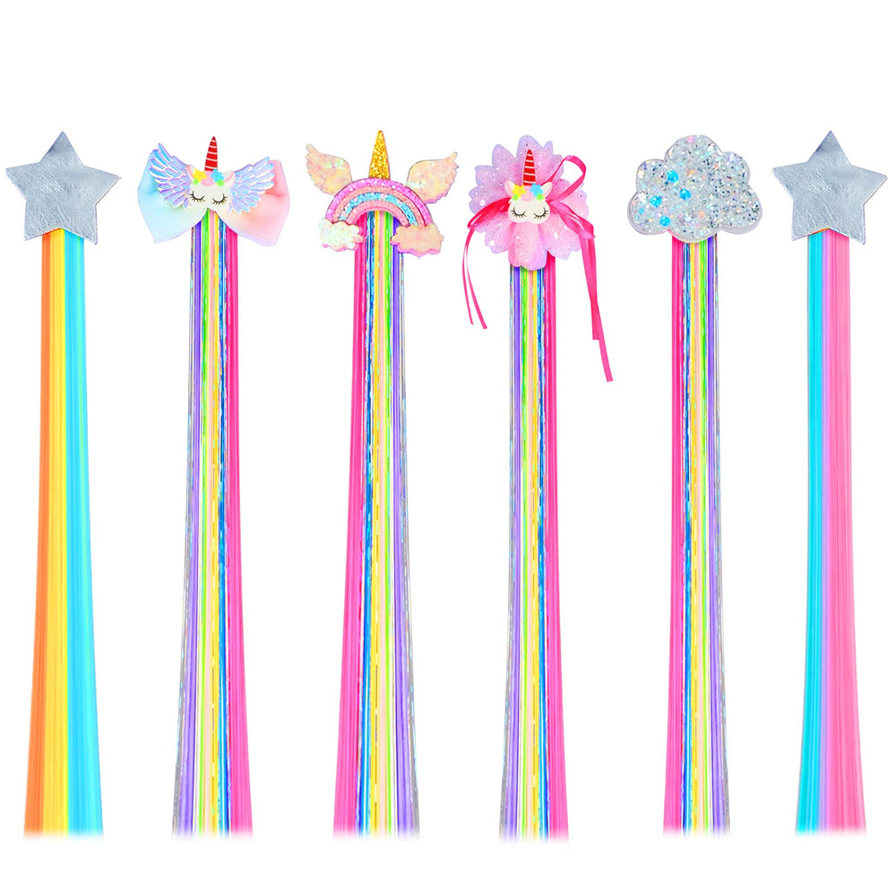 Little World rainbow hair clip 6pc adds color to everyday ponytails and braids.