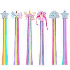 Little World rainbow hair clip 6pc adds color to everyday ponytails and braids.