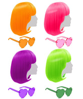 LIULIUBTY neon short bob wig set in four colors for party styling.