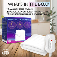 LivaClean warmer shows three temperature settings for customized warmth.