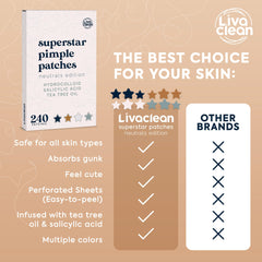 Parche LivaClean estrella gris de 12 mm, efecto invisible en el rostro