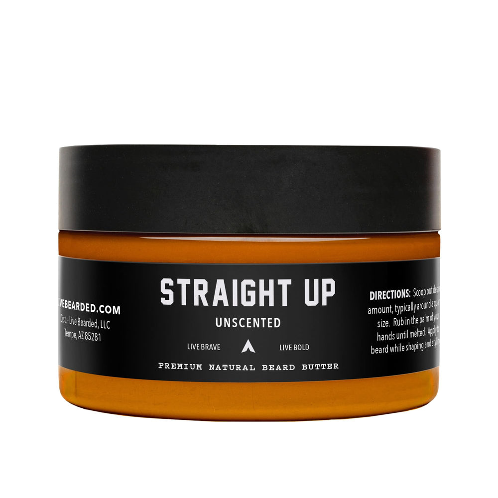 Live Bearded Beard Butter jar front, fragrance-free hydration for beard.